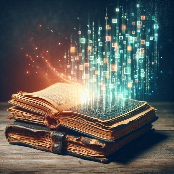 Quelle: EAF / KI generiert Illustration eines Buches, welches digital wird.