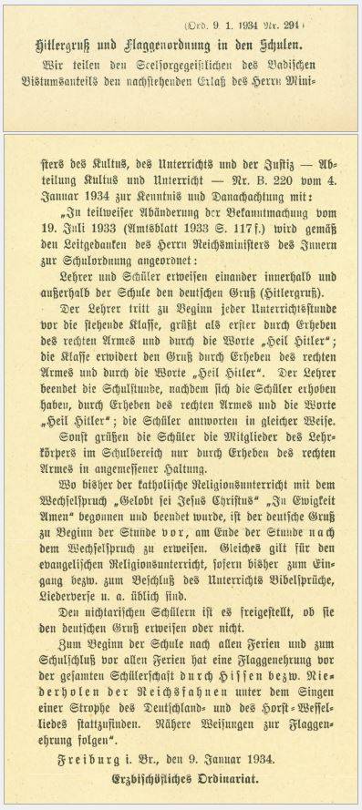 Quelle: EAF, ID 189 Hitlergruß, Flaggen und Singen, Amtsblatt-1-1934