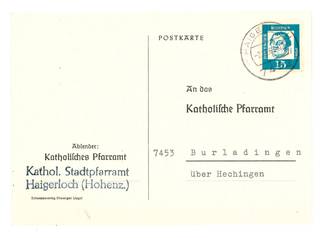 Nachmeldeschreiben aus dem Jahr 1912 aus Burladingen, St. Fidelis